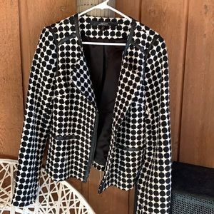 Kensie Black/White Jacket, Faux Leather details